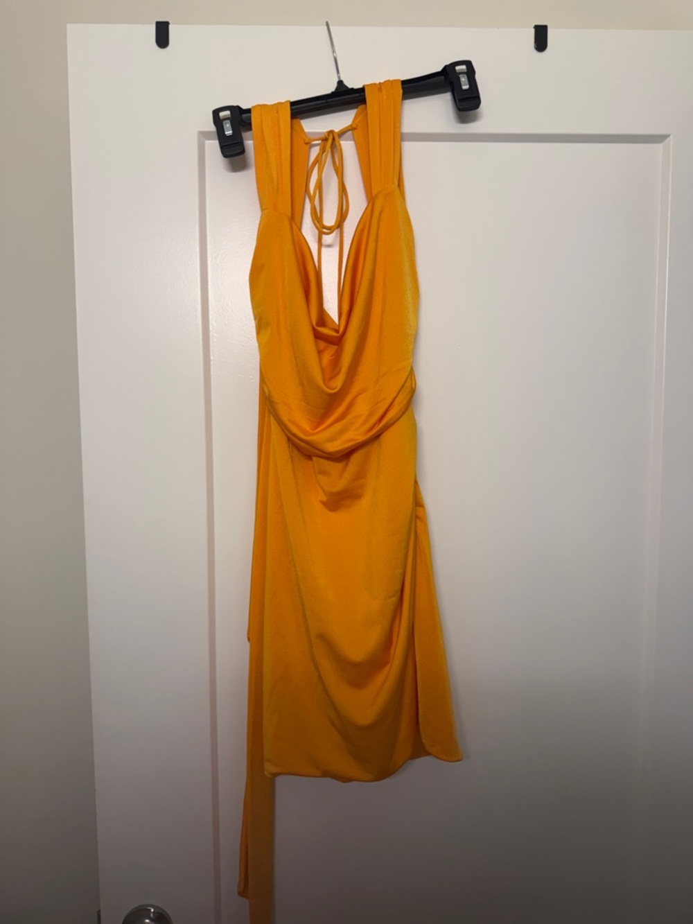 Lucy in the Sky Halter Cowl Mini Dress in Mustard Yellow